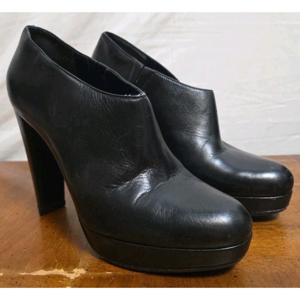 Cole Haan Women's Leather Black Platform Air Bootie Boots size 9 B